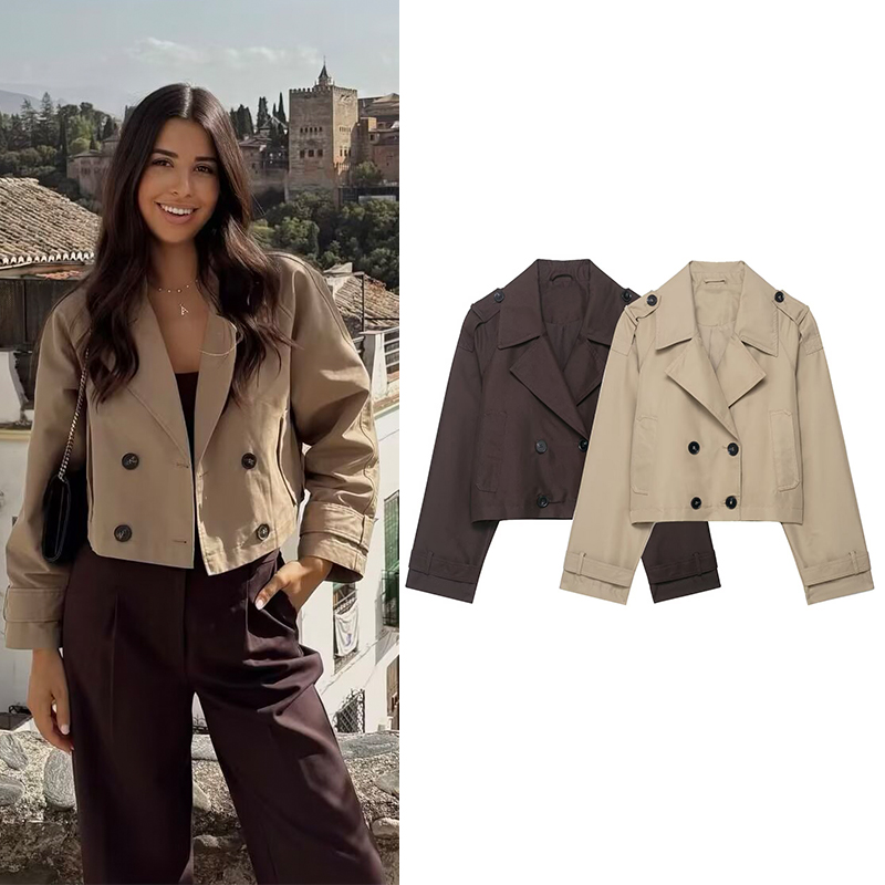 Trench Coat Formal - Women's Fashion Double Breasted Short Trench