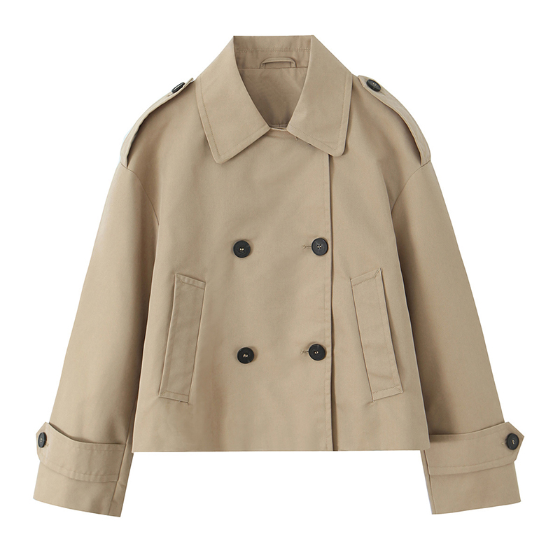 Trench Coat Formal - Willshela Women Fashion Khaki Double Breasted