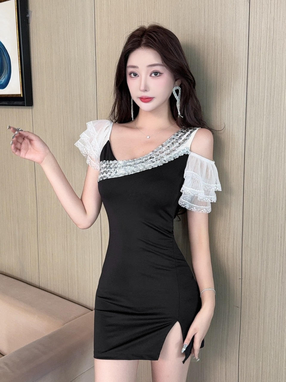 Sexy Lace Splice Short Wrap ar - огляд і ціна Wrap Dress Work