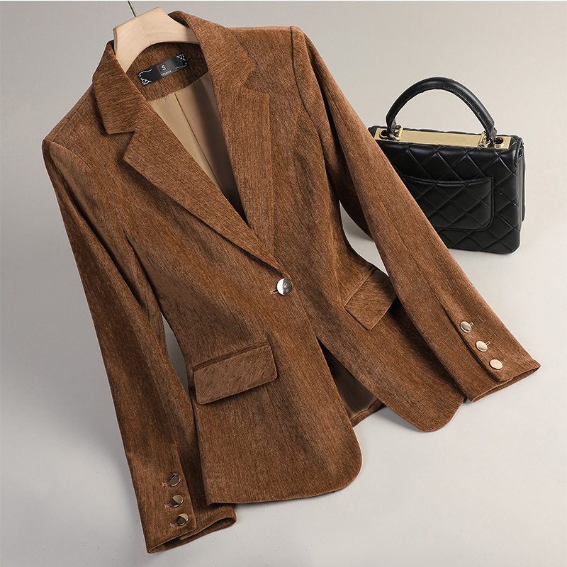 Yellow Gold Velvet Blazer Wome - огляд і ціна Women'S Office Formal Wear For Ladies