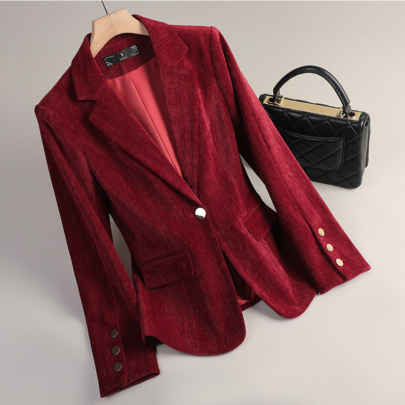 Yellow Gold Velvet Blazer Wome - огляд і ціна Women'S Office Formal Wear For Ladies