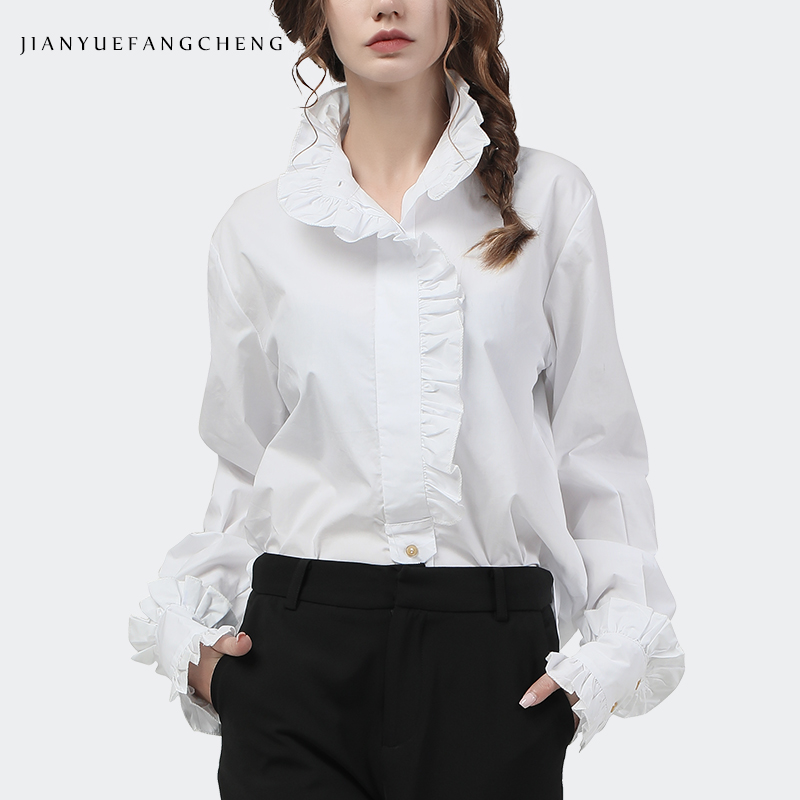 Elegant Ruffles Women White Co - огляд і ціна Women Formal Office Wear Tops