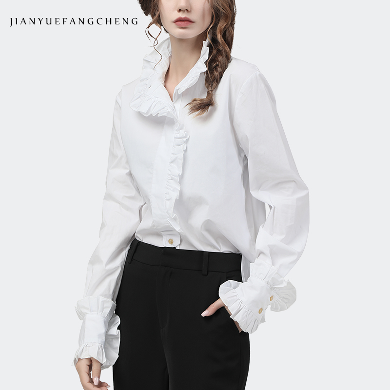 Elegant Ruffles Women White Co - огляд і ціна Women Formal Office Wear Tops